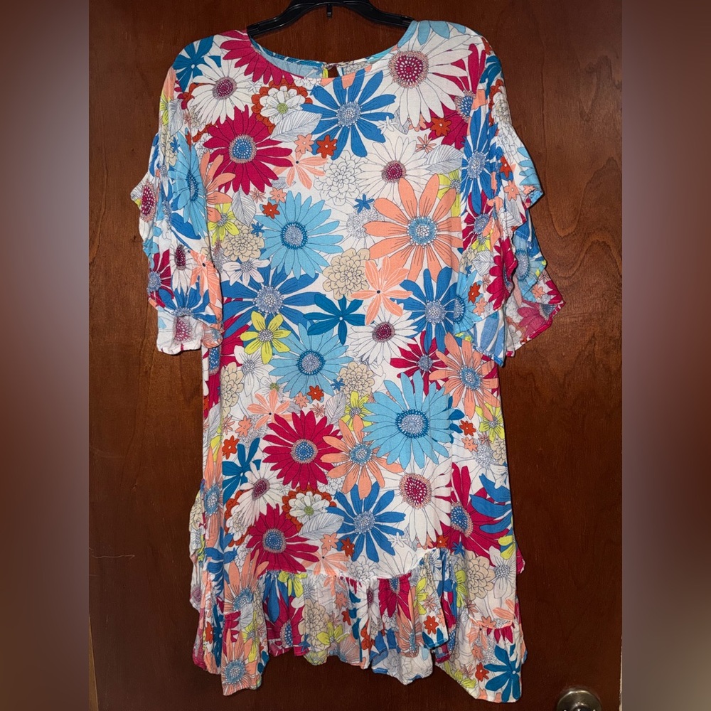 Uncle Frank Multicolored Floral Sundress With Ruffles Size M